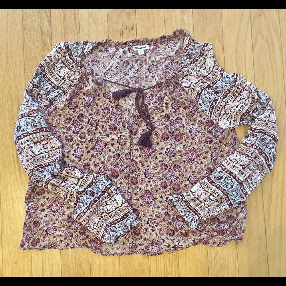 Billabong Floral Boho Peasant Top